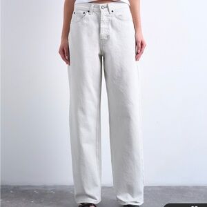 Topshop Women's Cream Straight Leg Jeans